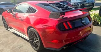 Ford Mustang S550 GT500 Track Wing Rear Spoiler for FM 2015–2017 and FN 2018–2023 Mustang models in gloss black finish