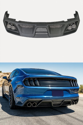Ford Mustang GT500 FM (2015–2017) Rear Bumper Diffuser with Quad Tips – Aggressive GT500 Styling