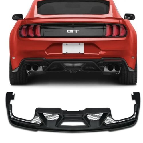 Ford Mustang S550 FN Series (2018–2023) GT500-Style Rear Bumper Diffuser – Matte Black