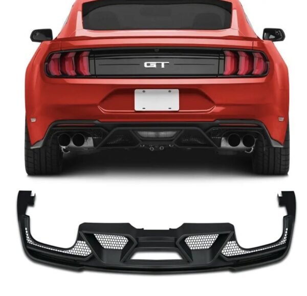 Ford Mustang S550 FN Series (2018–2023) GT500-Style Rear Bumper Diffuser – Matte Black