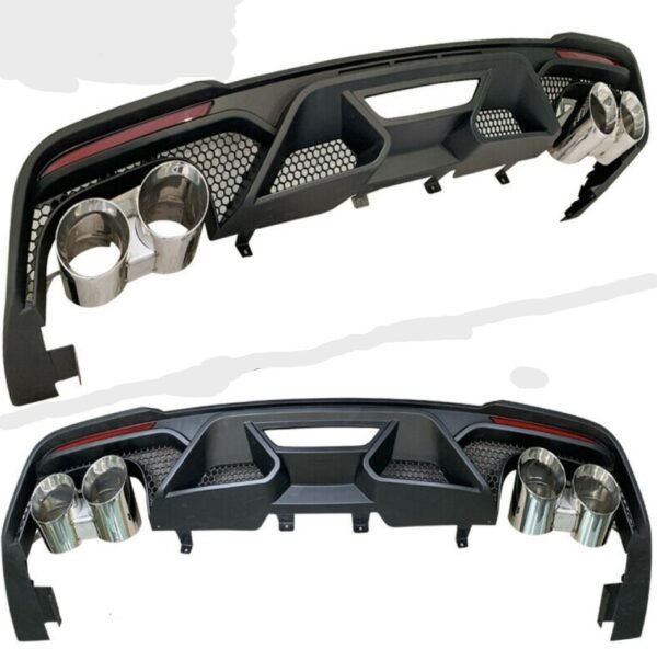 Ford Mustang S550 FN Series (2018–2023) GT500-Style Rear Bumper Diffuser – Matte Black - Image 4
