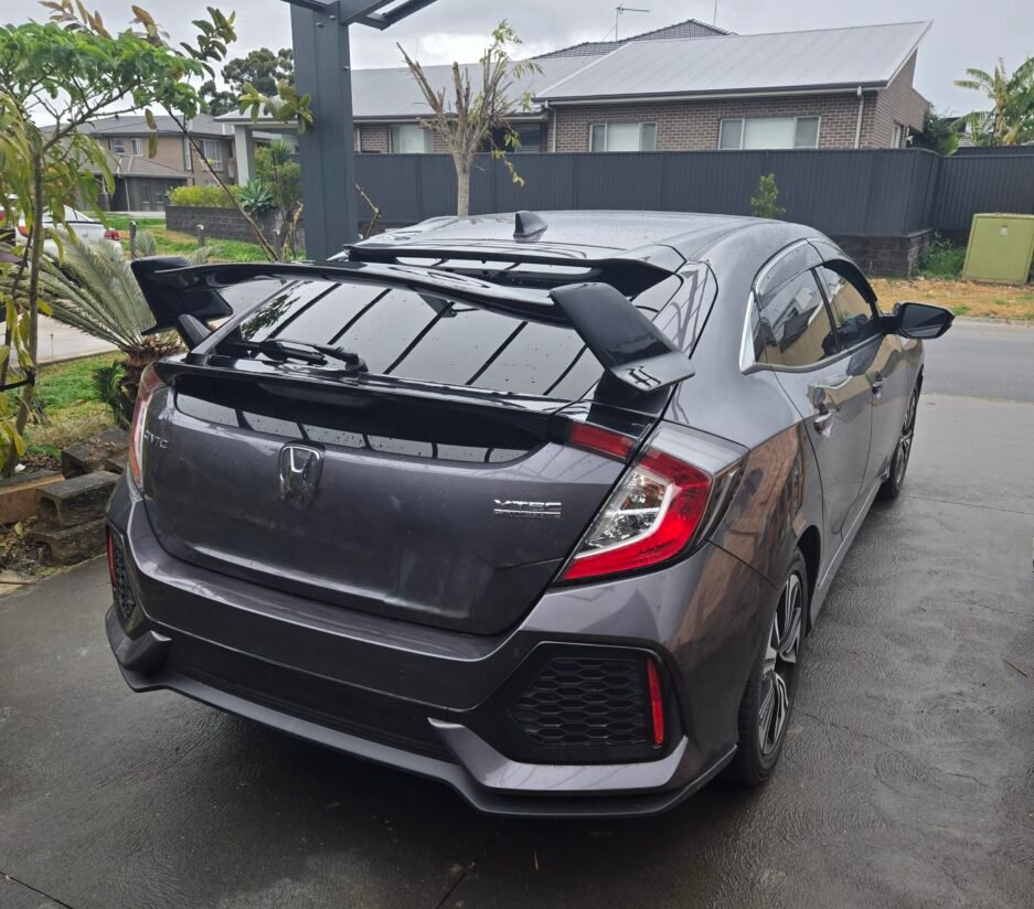 Honda Civic 10th Gen Hatchback TypeR Spoiler Real Install Side Angle