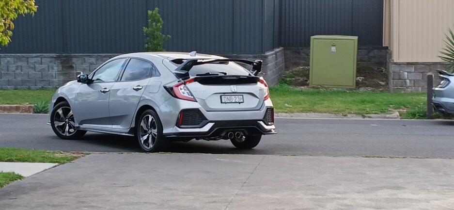 Honda Civic 10th Gen Hatchback TypeR Spoiler Real Install 45 degree