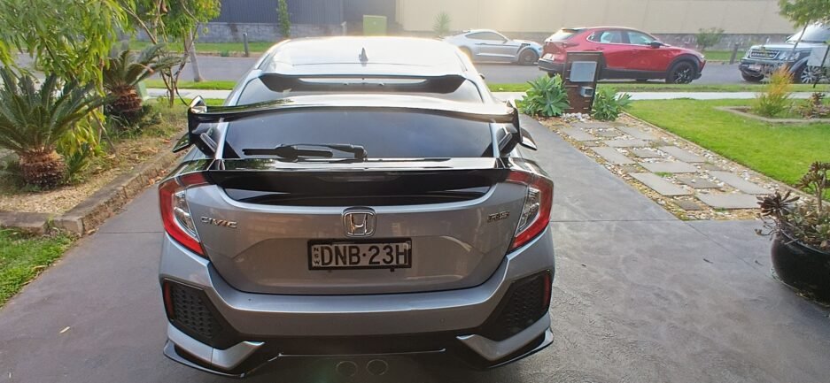Honda Civic 10th Gen Hatchback TypeR Spoiler Real Install back side