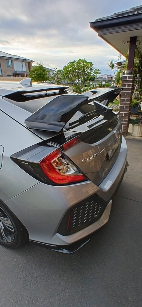 Honda Civic 10th Gen Hatchback TypeR Spoiler Real Install closeup