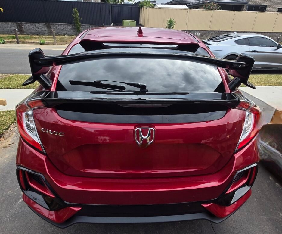 Honda Civic 10th Gen Hatchback TypeR Spoiler Real Install back top
