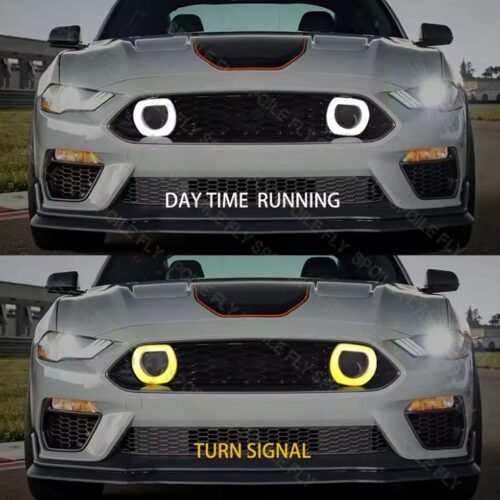 Ford Mustang S550 (2018–2023) Mach 1 Style Racing Front Bumper Grille – With DRL & Turn Signal Halo Lights