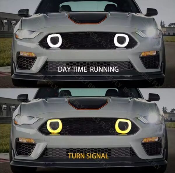 Ford Mustang S550 (2018–2023) Mach 1 Style Racing Front Bumper Grille – With DRL & Turn Signal Halo Lights