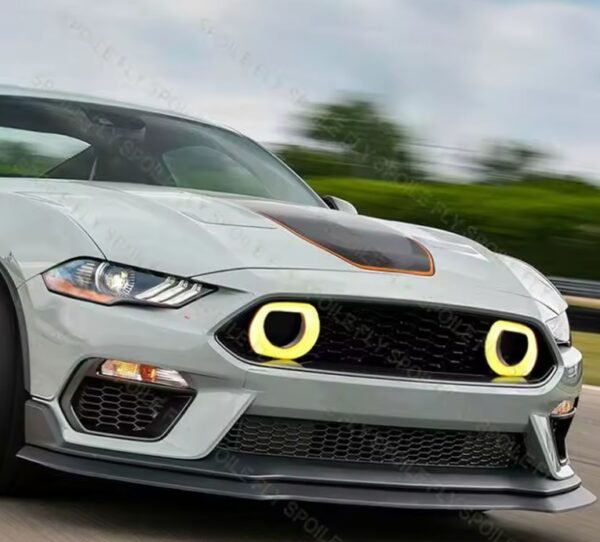 Ford Mustang S550 (2018–2023) Mach 1 Style Racing Front Bumper Grille – With DRL & Turn Signal Halo Lights - Image 2