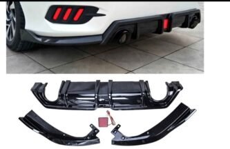 Honda Civic 10th Gen Sedan (2016–2021) Shark Fin Style Rear Bumper Diffuser – Gloss Black