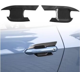 Ford Mustang S650 (2024+) Exterior Door Handle Bowls – Gloss Black / Carbon Fiber Style (Pair)