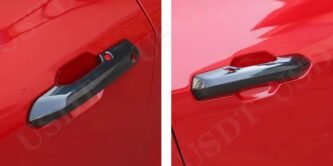 Ford Mustang S650 (2024+) Exterior Door Handle Covers – Gloss Black / Carbon Fiber Style (Pair)