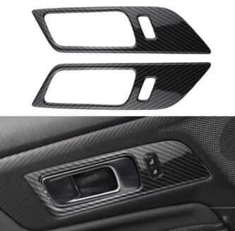 Ford Mustang S650 (2024+) Inner Door Lock Trim – Carbon Fiber Style (Pair)