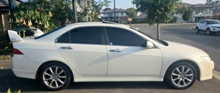 Honda Accord CL9 2003-2007 TypeR Spoiler 2 Tone White and Gloss Black Real Install Side View
