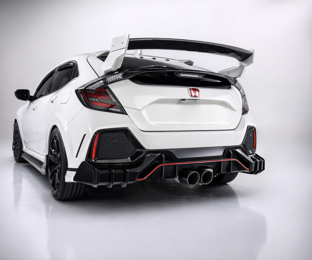 Honda Civic FK7 Rear Diffuser Mugen Style Gloss Black 2016–2021