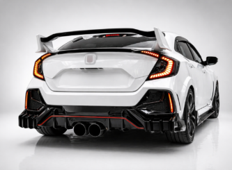 Honda Civic FK7 rear diffuser gloss black installed rear view