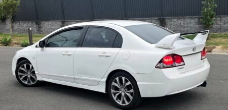 Honda Civic 8th Gen Sedan 2006-2015 TypeR Spoiler White & Gloss Black Real Install - Side View