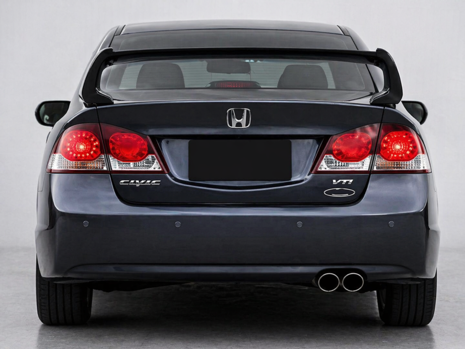 Honda Civic 8th 9th gen sedan rear spoiler installed rear view