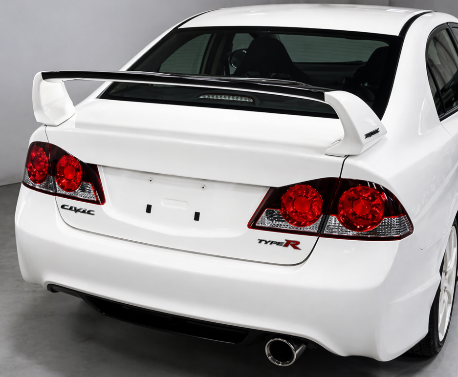 Honda Civic 8th 9th gen sedan rear spoiler installed rear view
