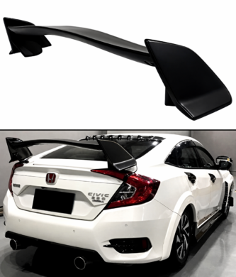 Honda Civic 10th Gen Sedan Type R style spoiler wing gloss black rear boot installed