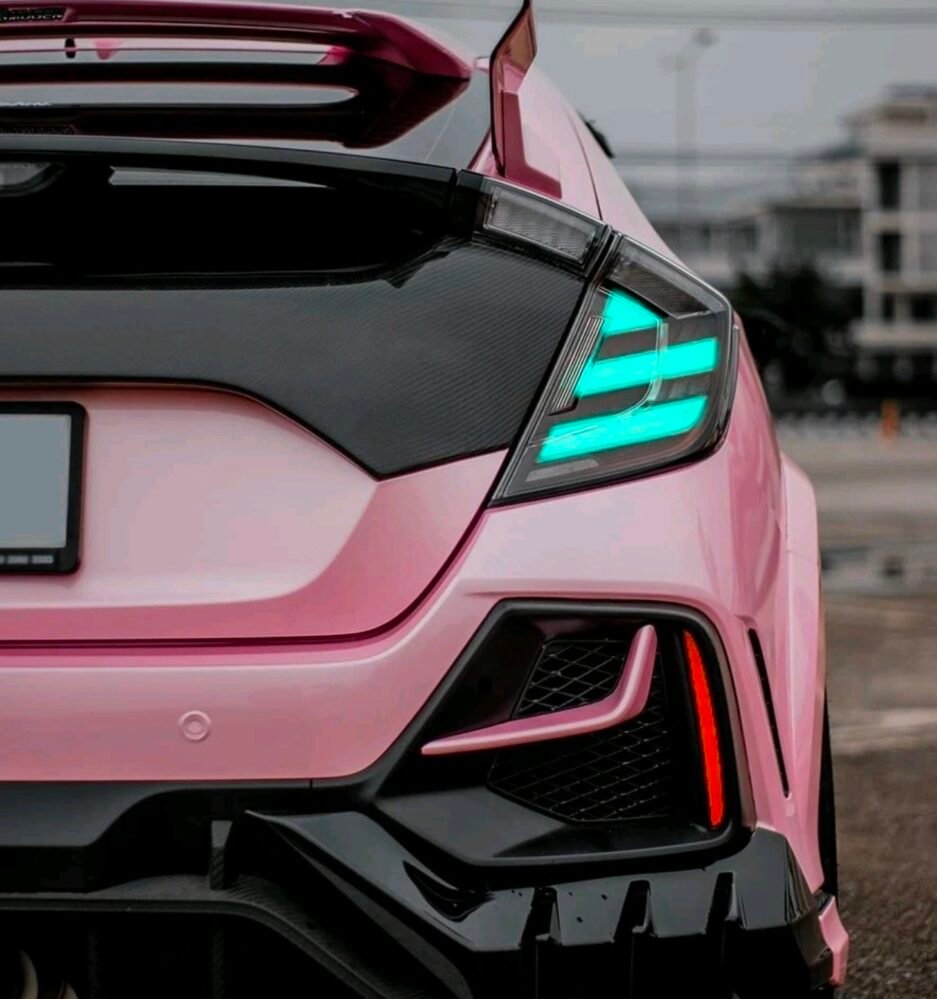 Honda Civic 10th Gen Hatchback RGB smoked tail lights FK7 RS 2016 to 2021 app controlled colour changing rear lights