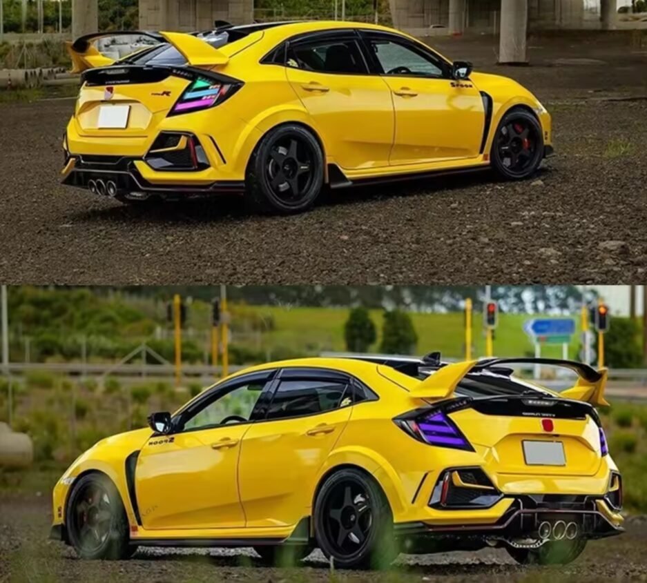 Honda Civic 10th Gen Hatchback RGB smoked tail lights FK7 RS 2016 to 2021 app controlled colour changing rear lights
