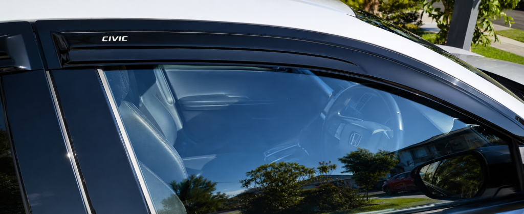 Honda Civic 10th Gen Hatchback Window Visors Rain Visors Weather Shields Smoked Black 2016-2021 Set of 4