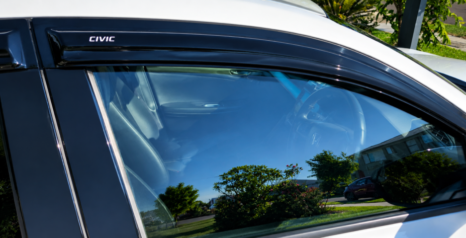 Honda Civic 10th Gen Hatchback Window Visors Rain Visors Weather Shields Smoked Black 2016-2021 Set of 4