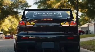Mitsubishi Lancer RGB animation DRL tail lights 2007–2018 smoked rear lamps installed rear view