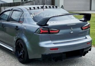Mitsubishi Lancer roof spoiler gloss black 2007–2017 CJ sedan rear window spoiler installed view