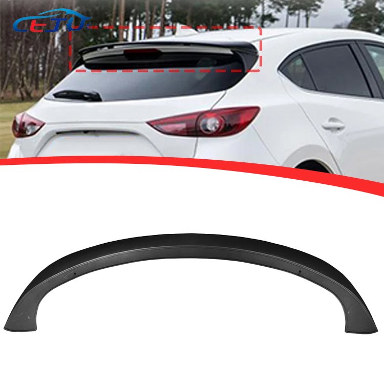 Mazda 3, Mazda Axela, Mazda 3 BM, Mazda 3 BN, Mazda Axela BM, Mazda Axela BN, Mazda 3 3rd Gen, Mazda 3 Hatchback, Mazda Axela Hatchback, Roof Spoiler, Rear Roof Spoiler, Gloss Black Roof Spoiler, ABS Roof Spoiler, Mazda Styling Accessories, Exterior Styling, Hatchback Spoiler, OEM Plus Styling, Style My Car