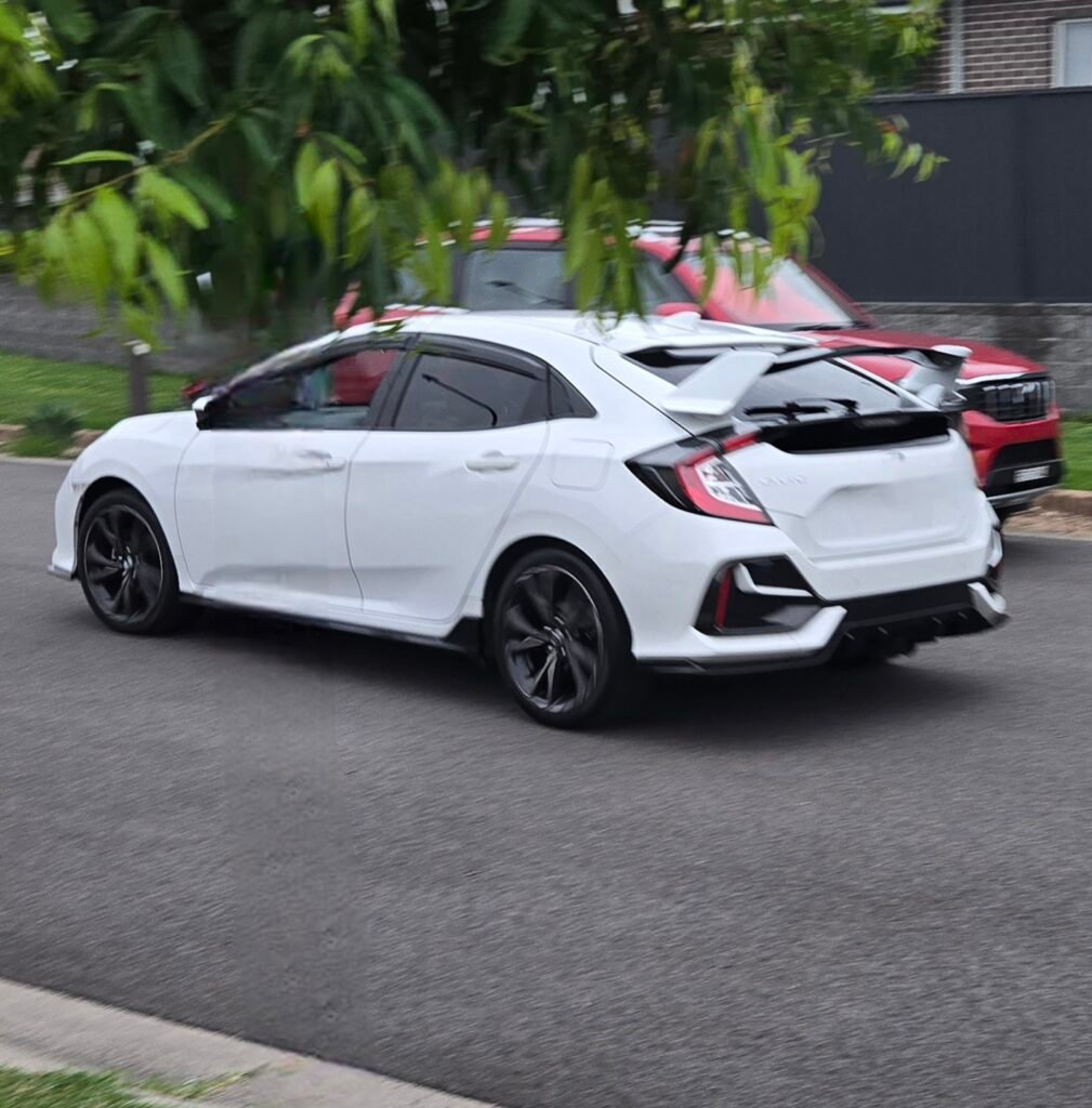 Honda Civic 10th Gen Hatchback 2 Tone Spoiler White and Black Real Install 8