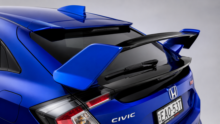 Honda Civic 10th Gen Hatchback TypeR Spoiler Blue and gloss Black