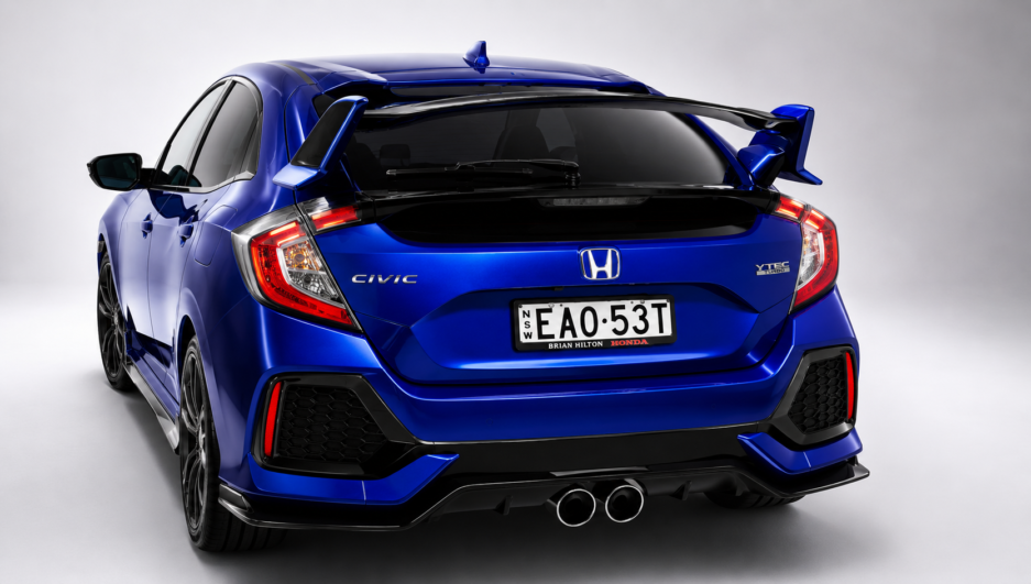 Honda Civic 10th Gen Hatchback TypeR Spoiler Blue and gloss Black