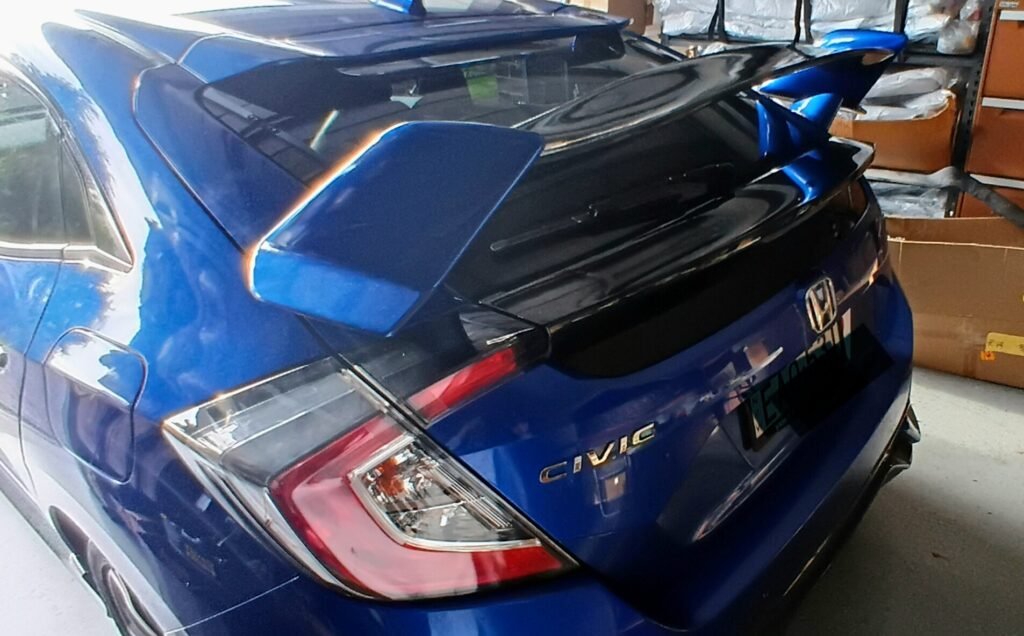 Honda Civic 10th Gen Hatchback TypeR Spoiler Blue and gloss Black