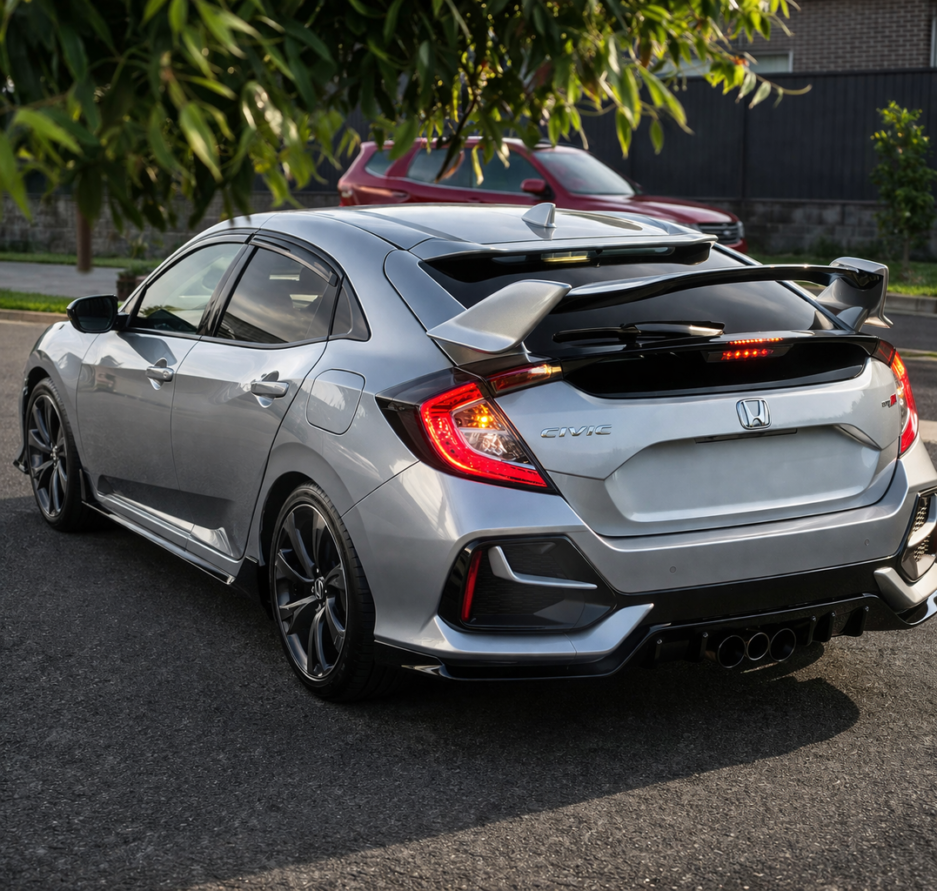 Honda Civic 10th Gen Hatchback TypeR Spoiler Silver & Gloss Black