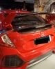 Honda Civic FK7 RS Hatchback red and gloss black Type R style spoiler installed rear view