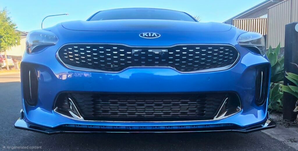 Gloss Black ABS Front Bumper Lip Splitter installed on Kia Stinger CK 2018–2023