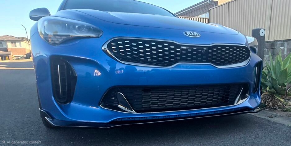 Gloss Black ABS Front Bumper Lip Splitter installed on Kia Stinger CK 2018–2023
