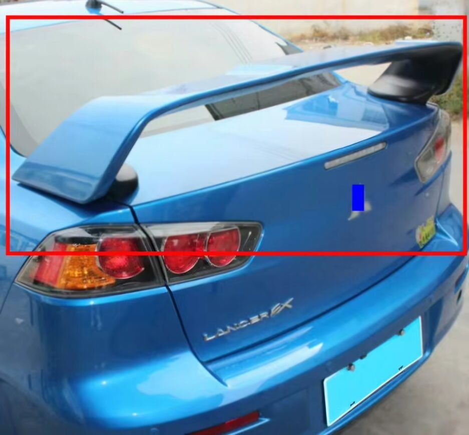 Mitsubishi Lancer Evo JDM style rear spoiler blue and gloss black 2007–2017