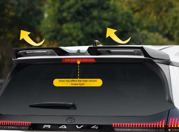 Toyota RAV4 rear roof wing spoiler gloss black installed