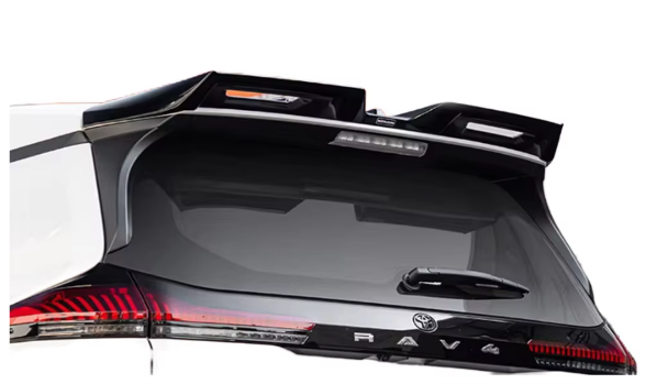 Toyota RAV4 rear roof wing spoiler gloss black installed