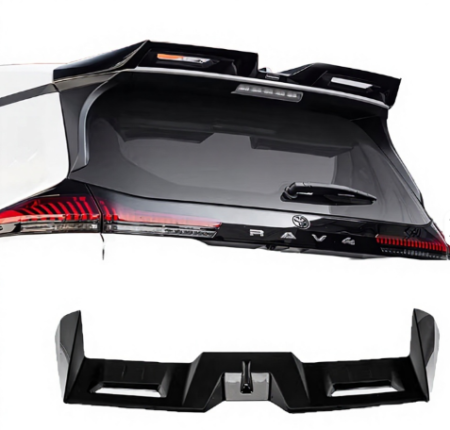 Toyota RAV4 rear roof wing spoiler gloss black installed
