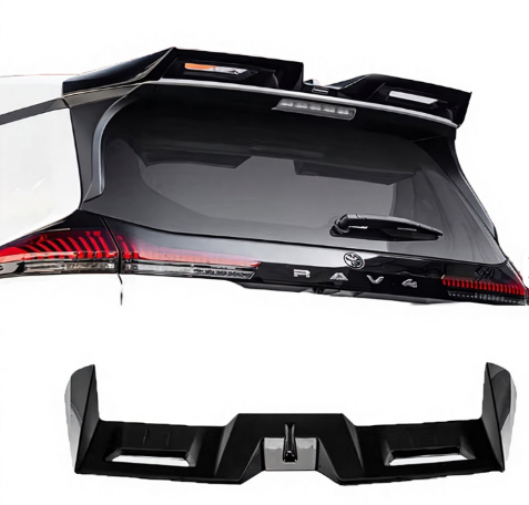 Toyota RAV4 rear roof wing spoiler gloss black installed