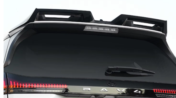 Toyota RAV4 rear roof wing spoiler gloss black installed